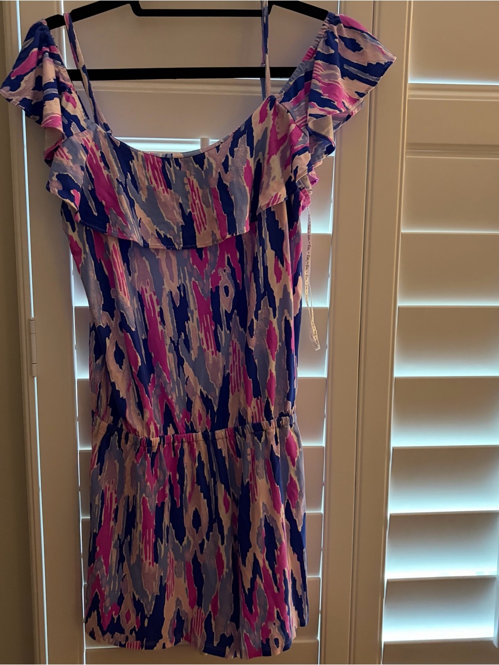 Lilly Pulitzer One-Shoulder Ruffle Dress - Blue, Pink & White Print